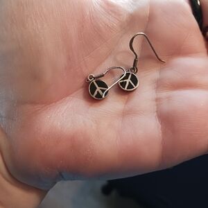 Vintage 80s .925 Sterling Silver Peace Earrings